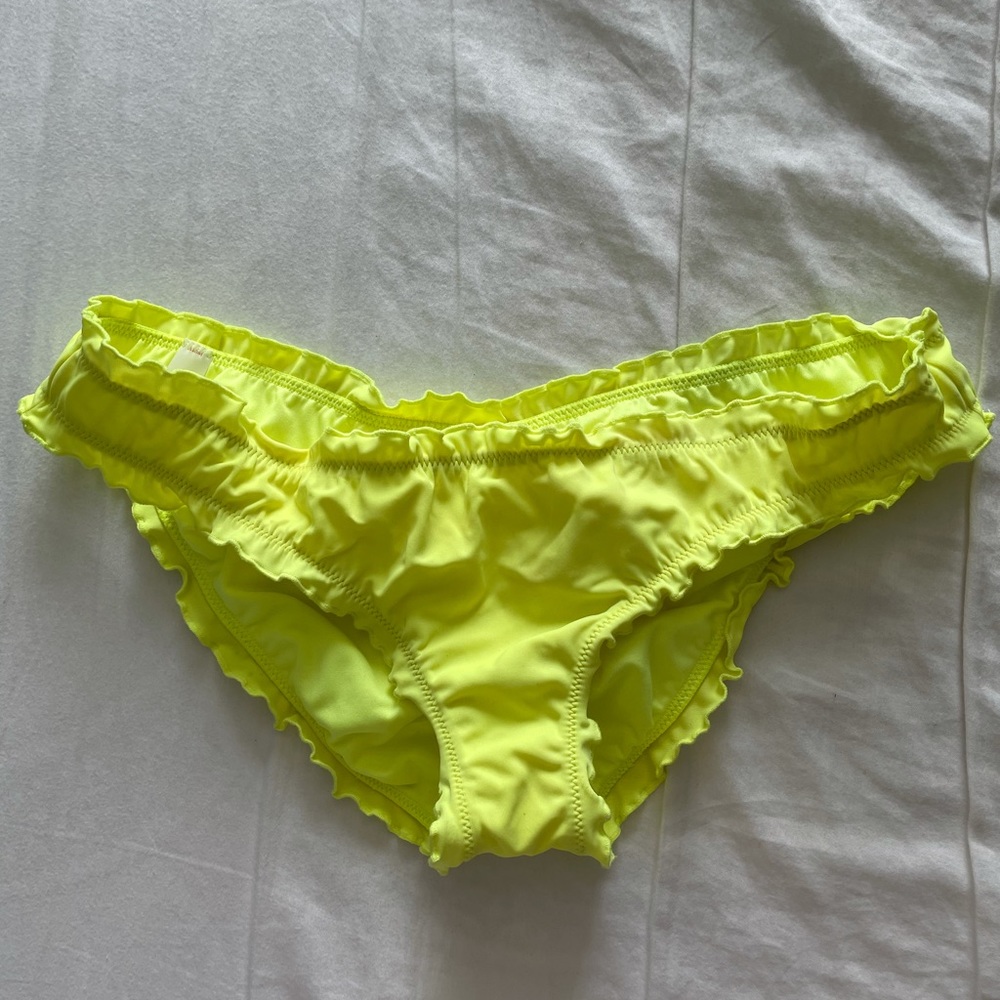 Victoria Secret Neon Yellow Ruffled Bikini Bottom